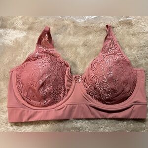 Brand New! Rhonda Shear XL Dusty Rose Lace Detail Bra with Underwire